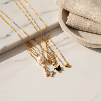 Elegant Gold Necklace Set in Minimal Setting